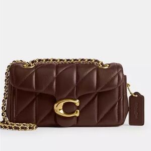 Coach Quilted Nappa Leather Chain Crossbody maple  with Gold Hardware 20